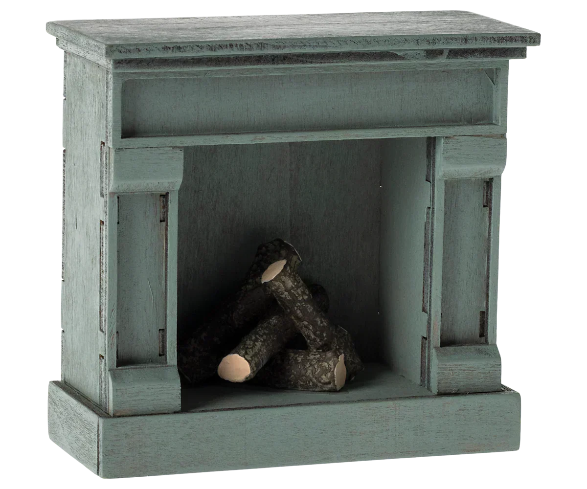 Maileg Fireplace, Mouse - Blue