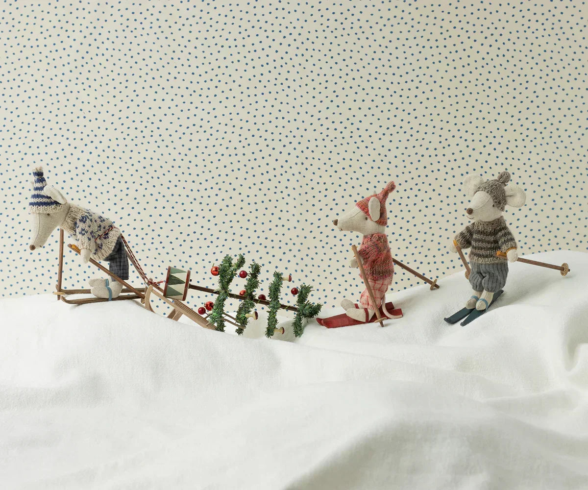 Maileg Winter mouse with ski set, Big sister - Rose