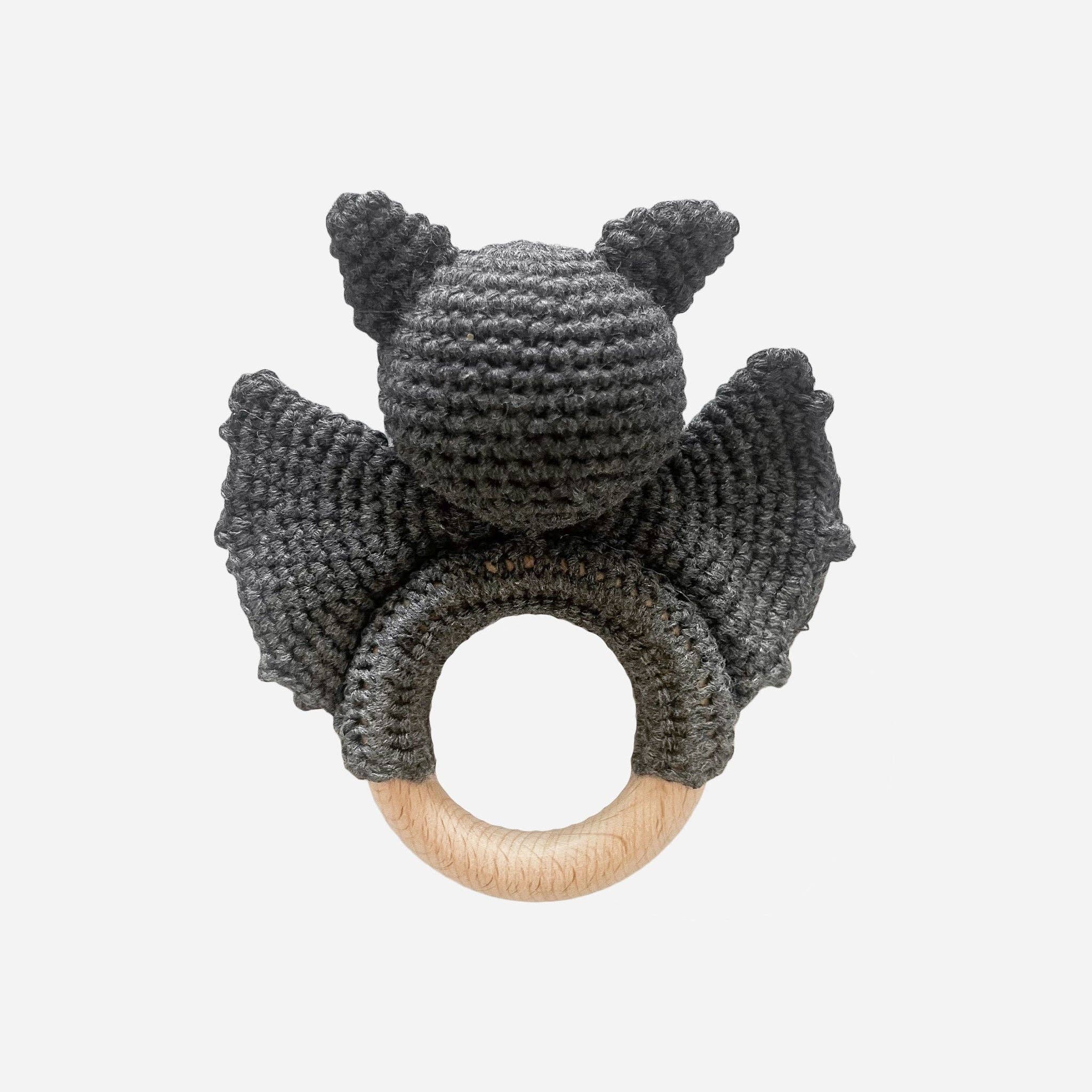 Teether Bat Cotton Crochet Rattle Baby Kid Halloween Toy